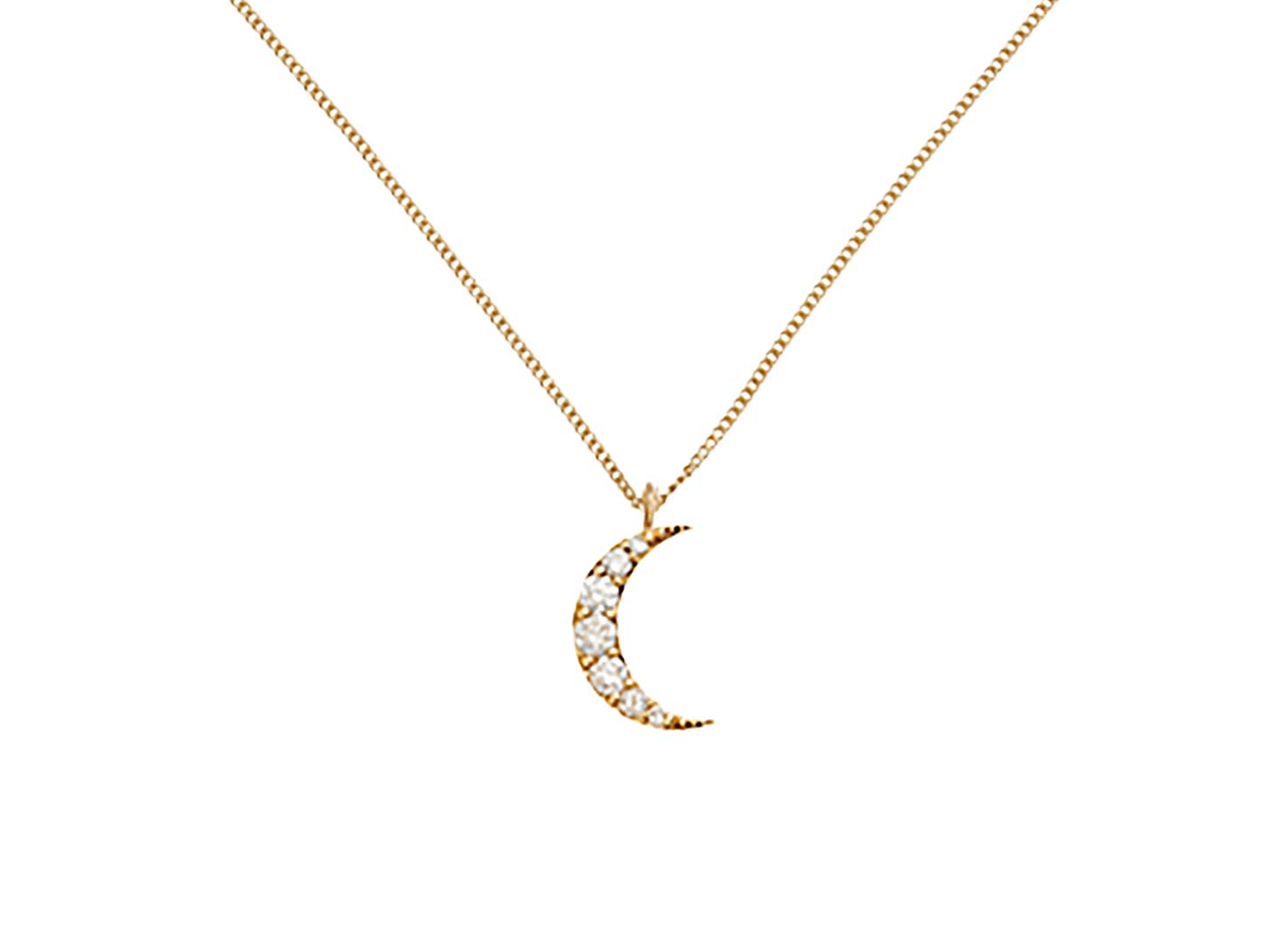 Zoe & Morgan Luna gold diamond necklace with a moon pendant