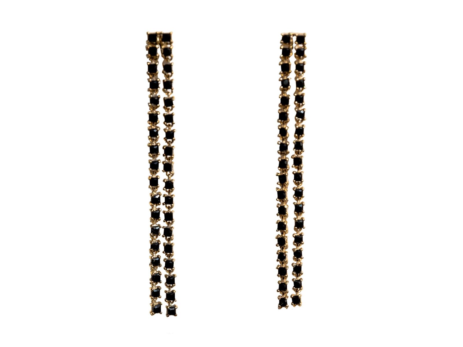 Jasmin Sparrow Wave earrings with black onyx stones set in gold plating