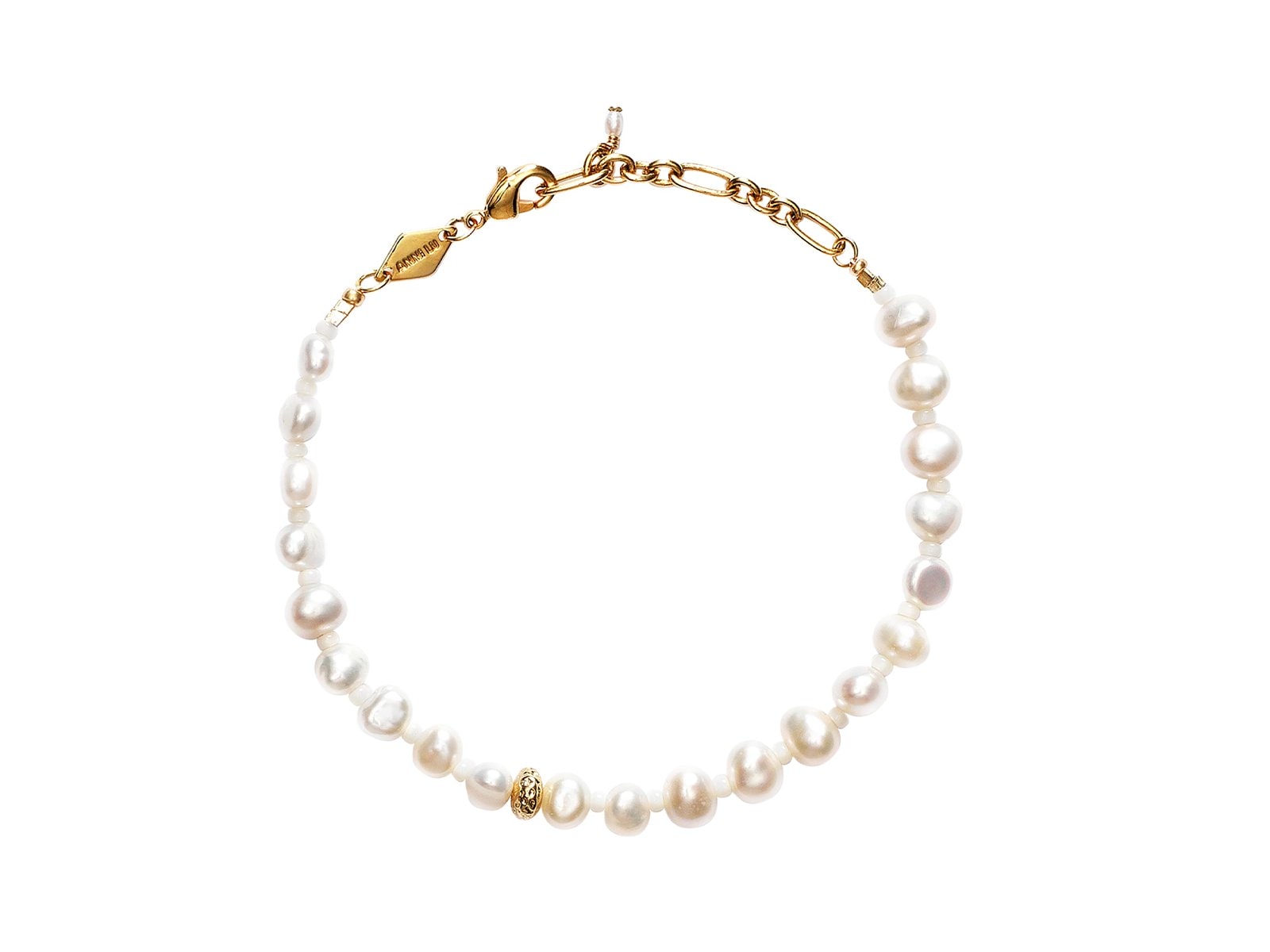 Anni Lu Stellar Pearly bracelet with nugget pearls and a single gold plated bead