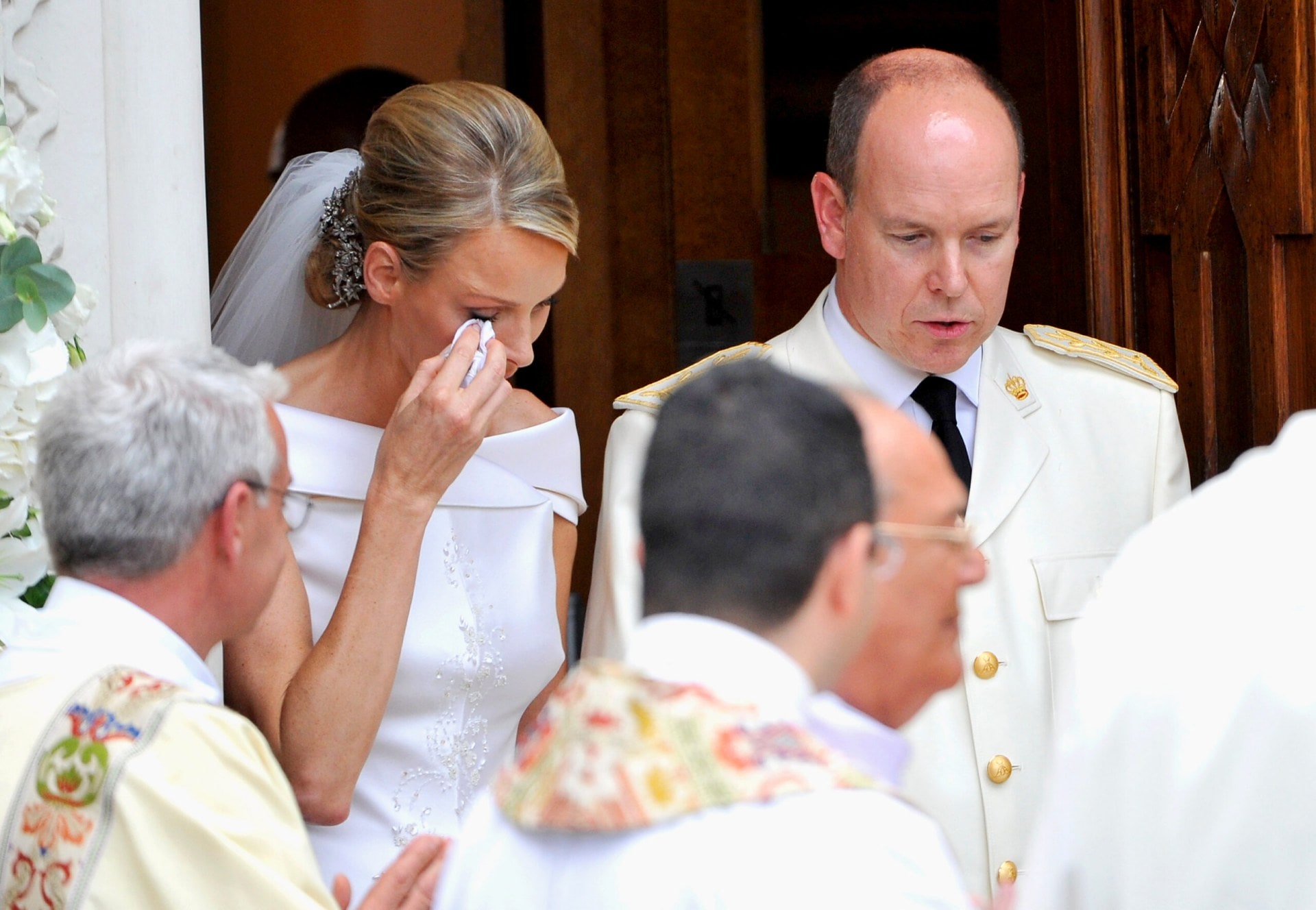 Princess Charlene crying at her wedding to Prince Albert of Monaco