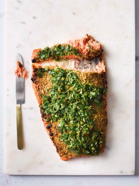 Dukkah-Baked Salmon with a Herby Salsa