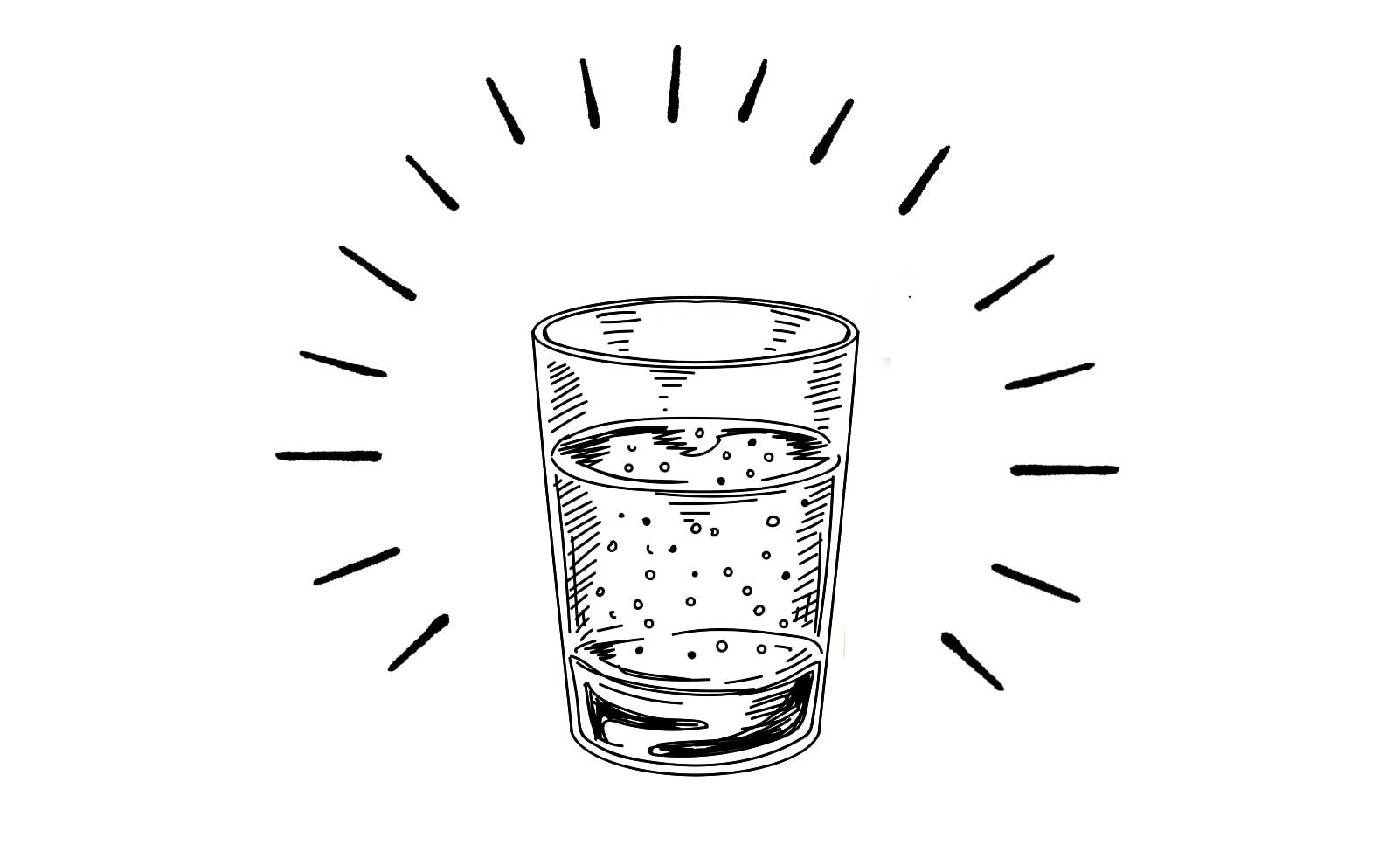 Illustration of glass half full