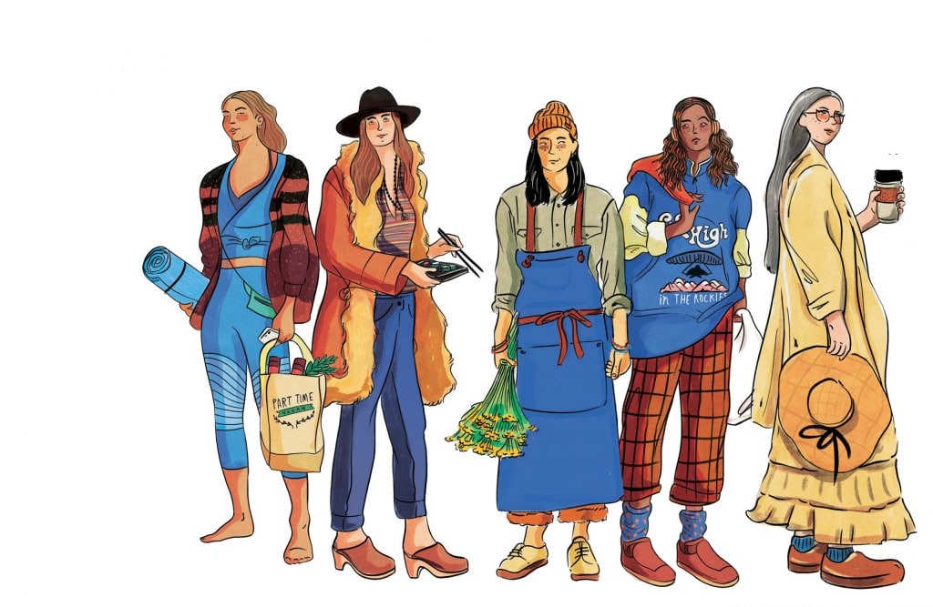 Illustration of hippy women