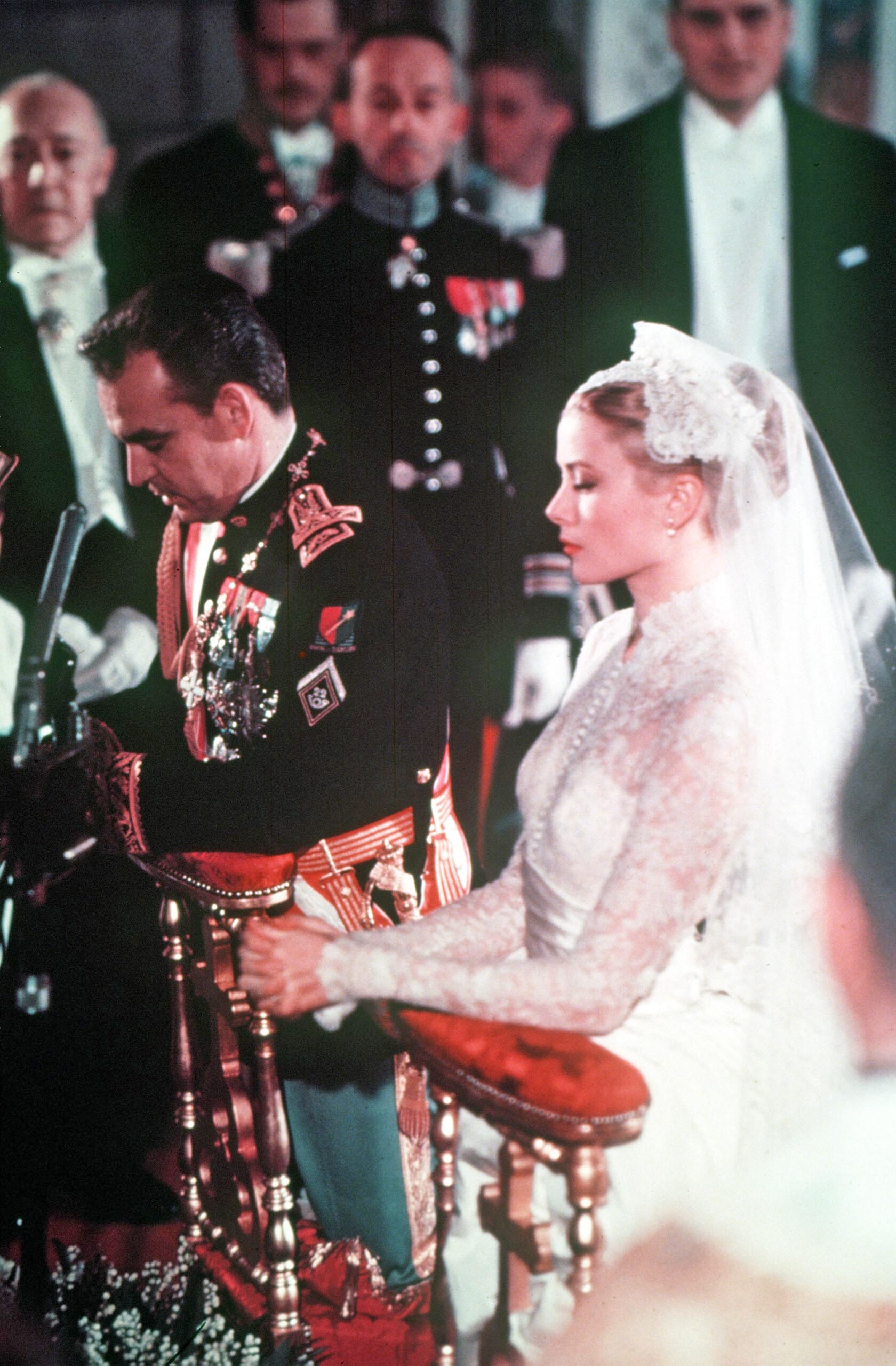 Prince Rainier III and Grace Kelly at their wedding in 1956 