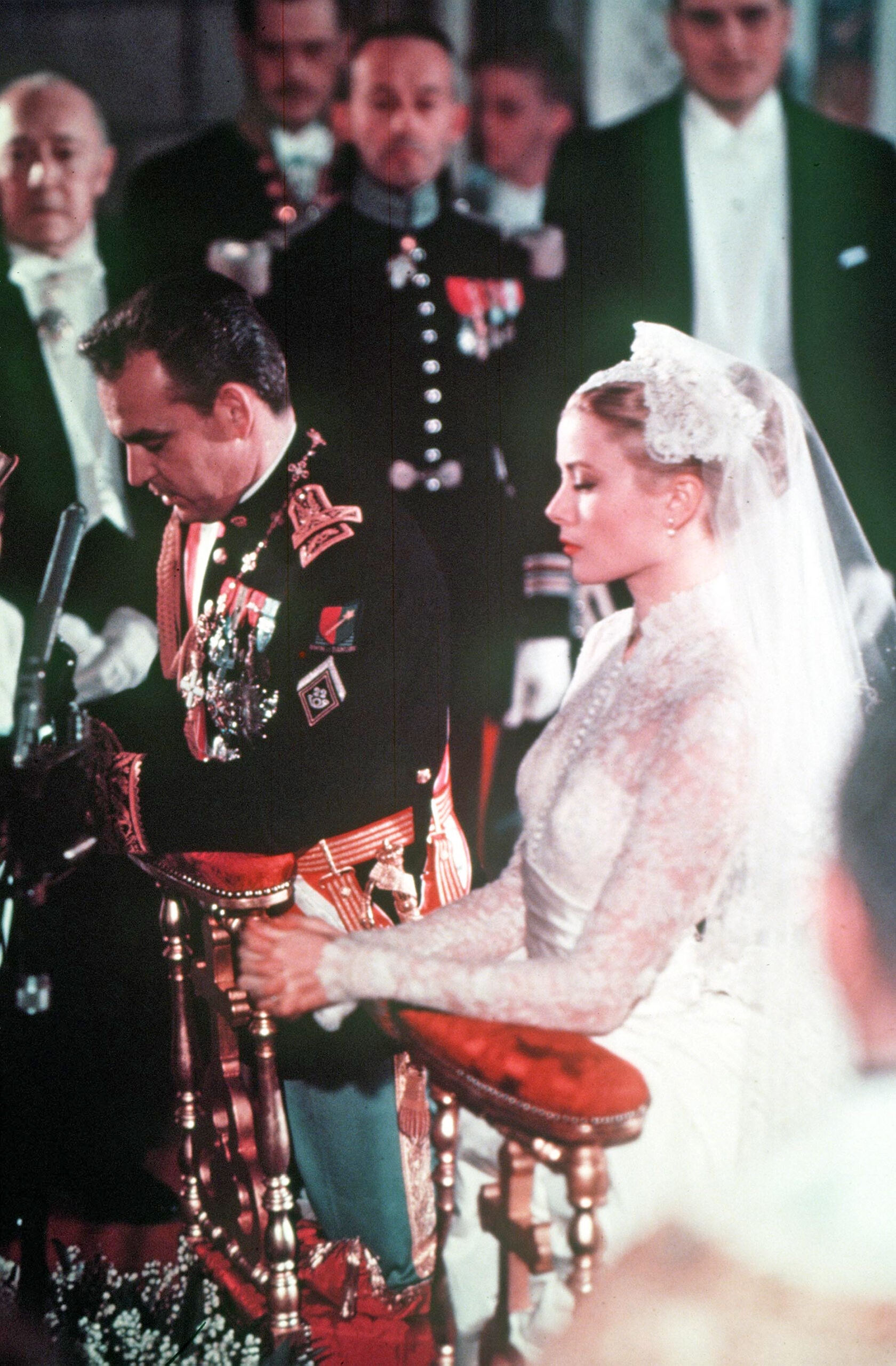 Prince Rainier III and Grace Kelly at their wedding in 1956