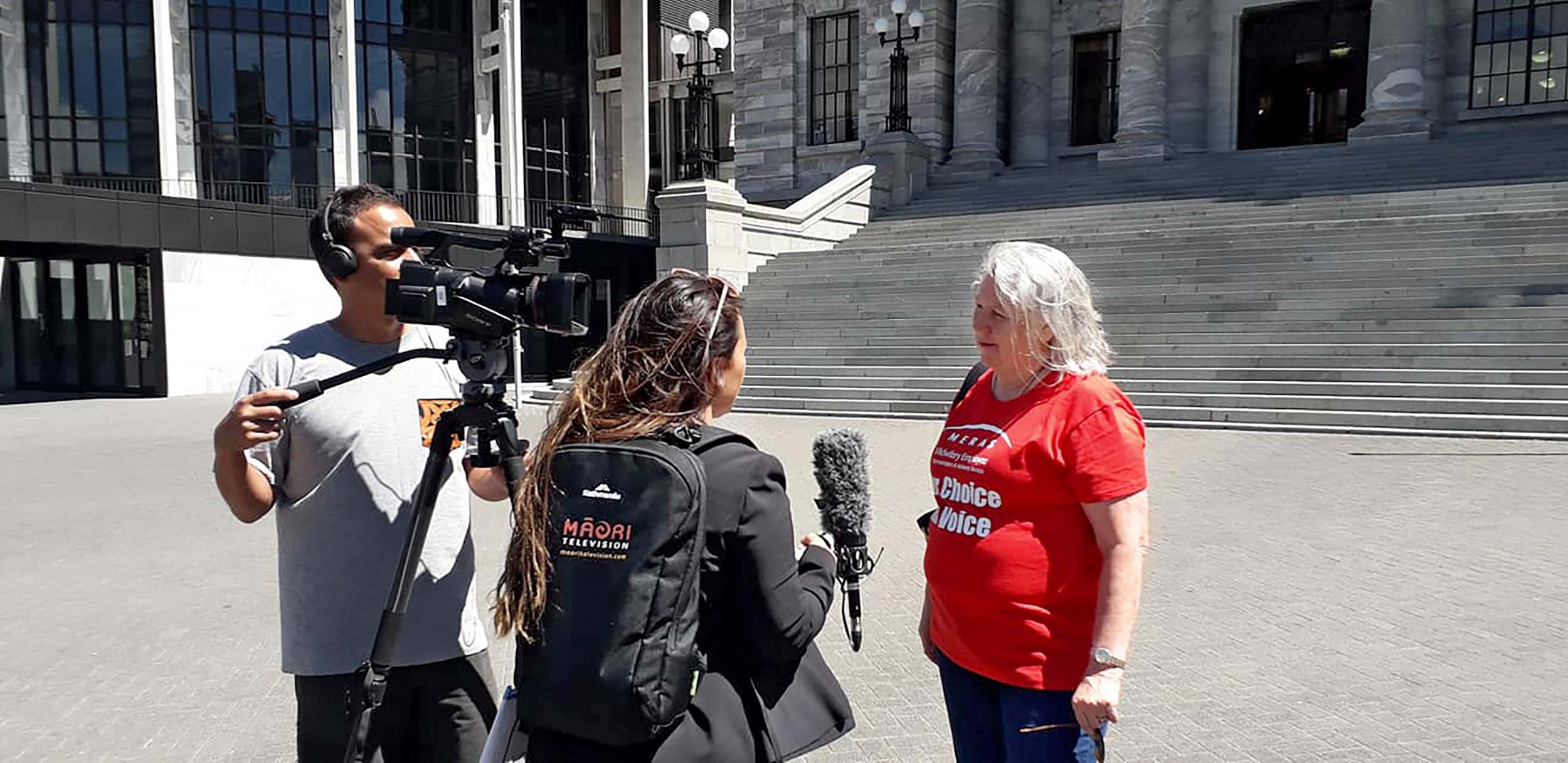 Jill Ovens being interviewed by Māori TV