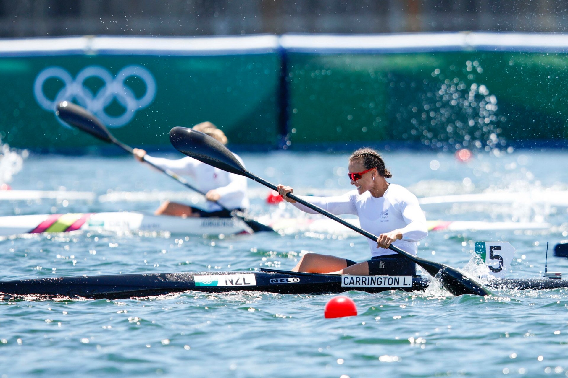 Lisa Carrington competing at the Tokyo Olympics