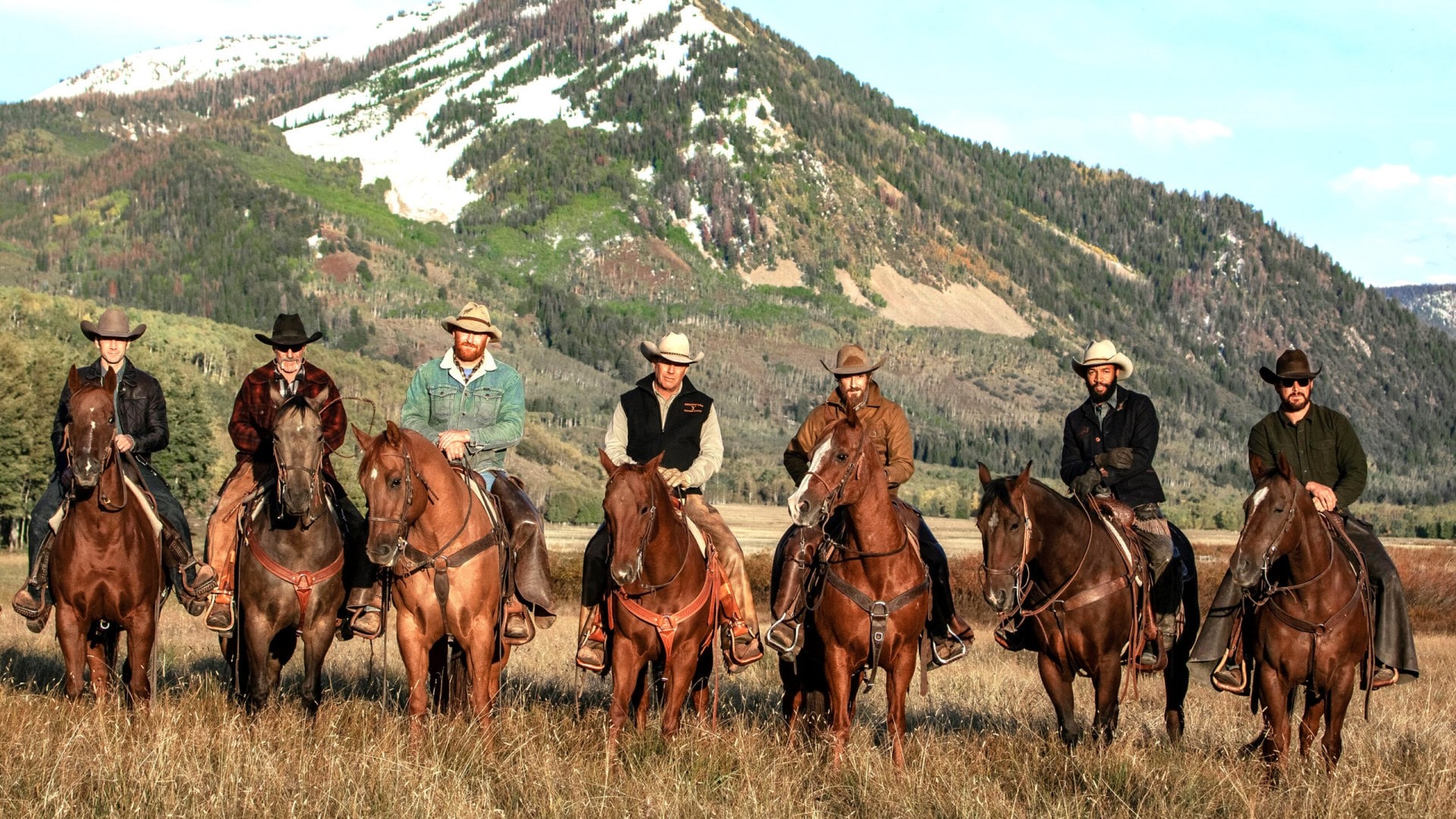 Screen from Yellowstone of men of horses