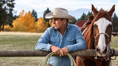 Scene from Yellowstone of Kevin Costner