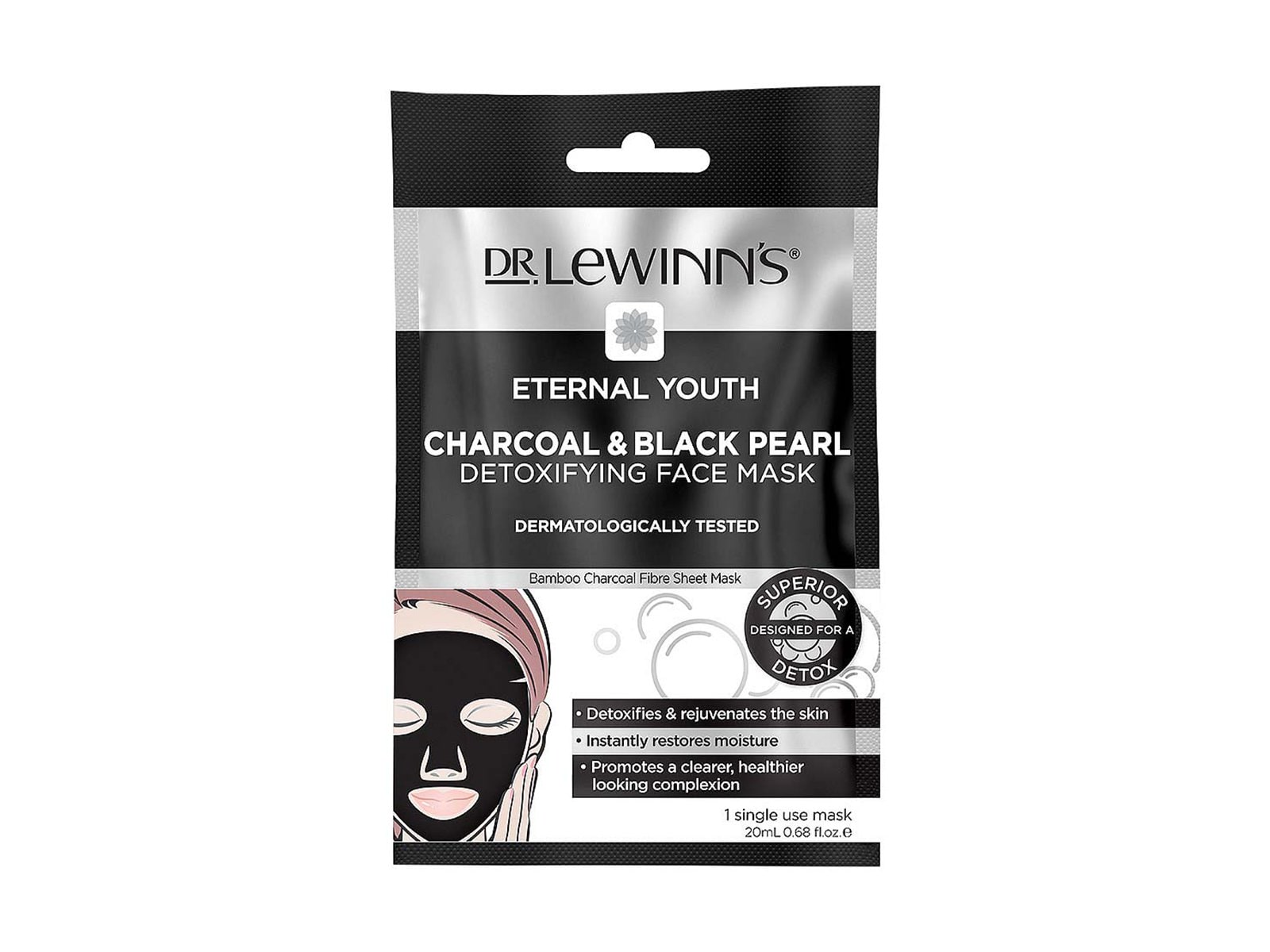 Dr. LeWinn’s Eternal Youth Charcoal and Black Pearl Detoxifying Face Mask, $11.99