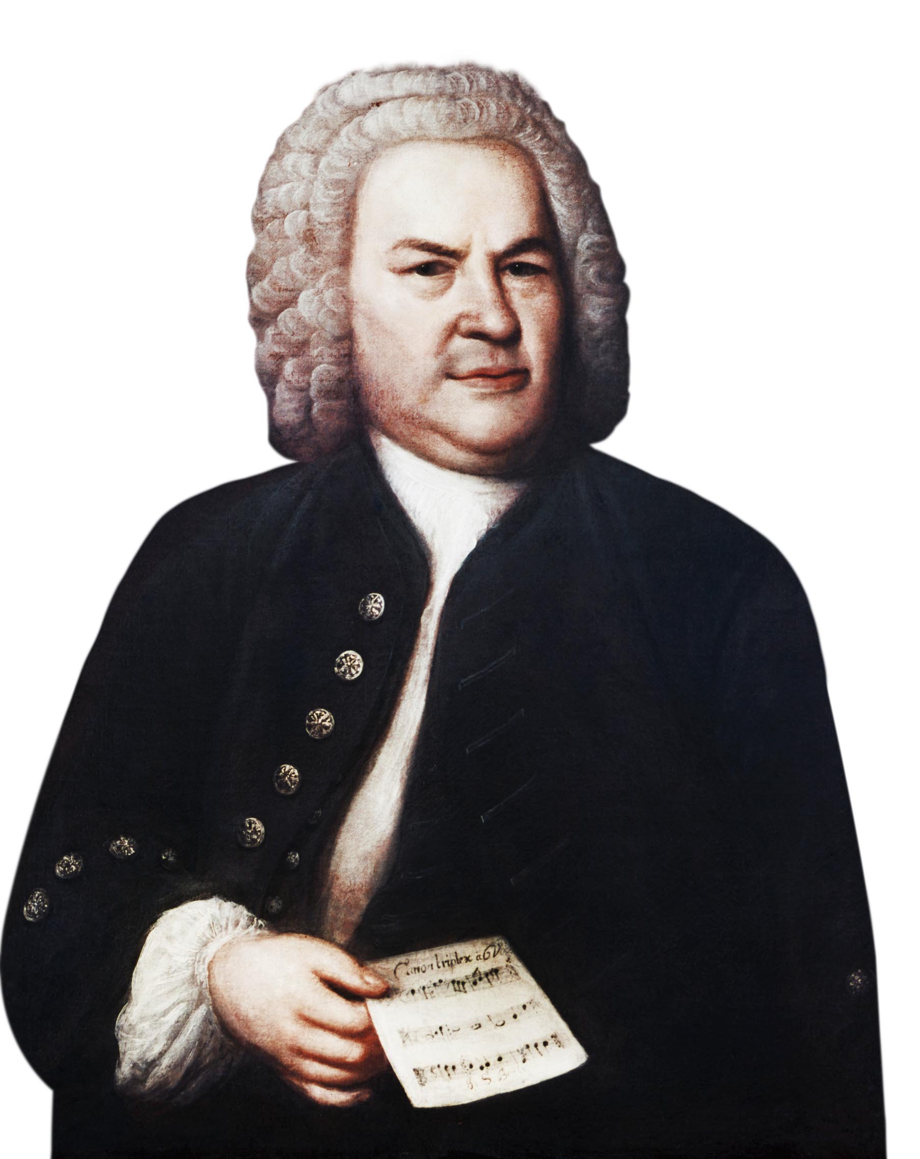 Johann Sebastian Bach on a white background