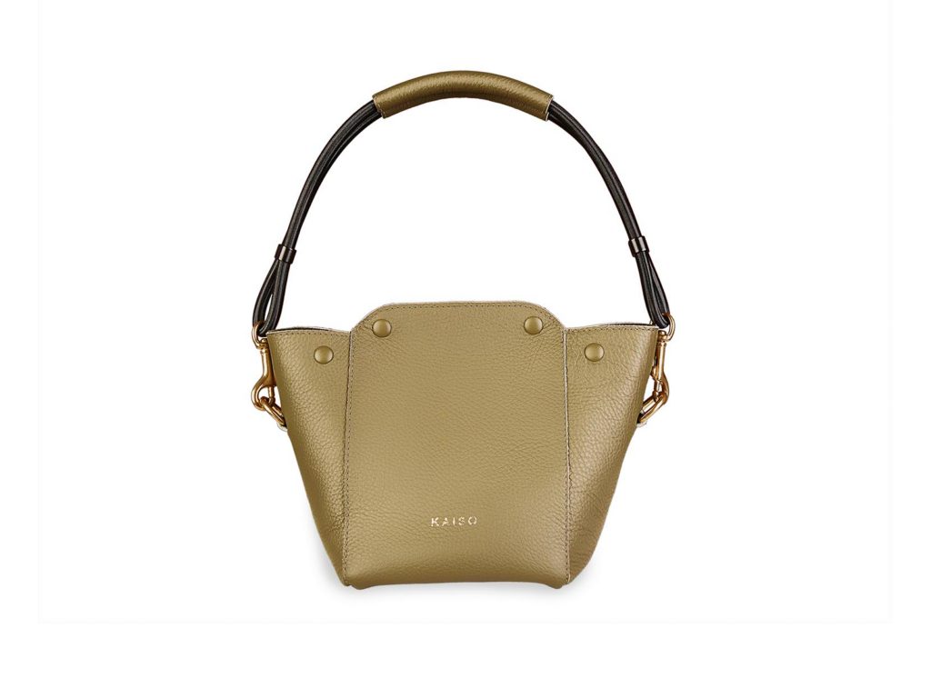 Sage Kaiso Griot textured leather and suede bag with a fixed length strap, $450