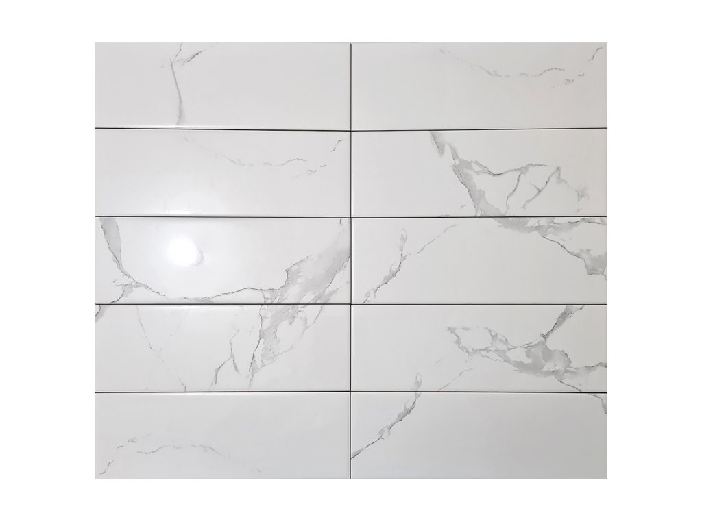 Ceramic Carrara tile, $55-$85 per sqm (depending on freight costs) from Tile Space