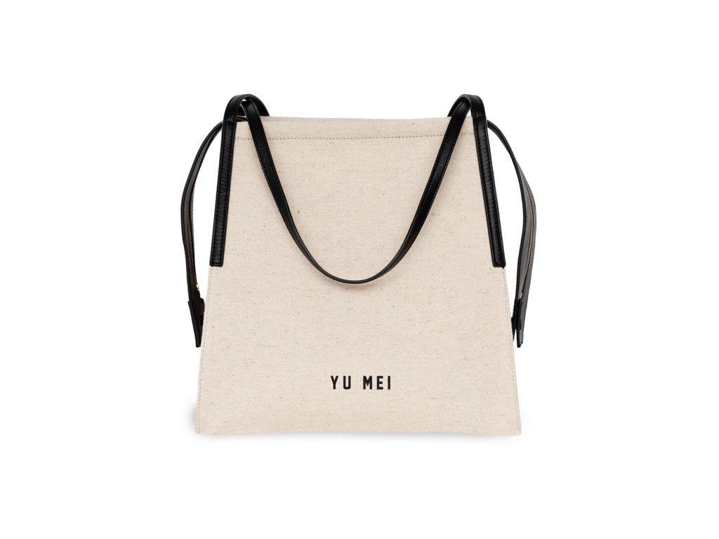 Yu Mei Claudia natural canvas tote with black straps, $920