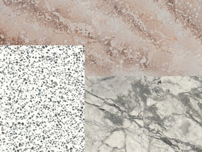 Three different kinds of stone benchtops