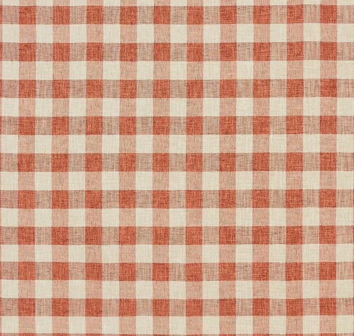 A patch of Warwick Arlington Paprika gingham fabric.