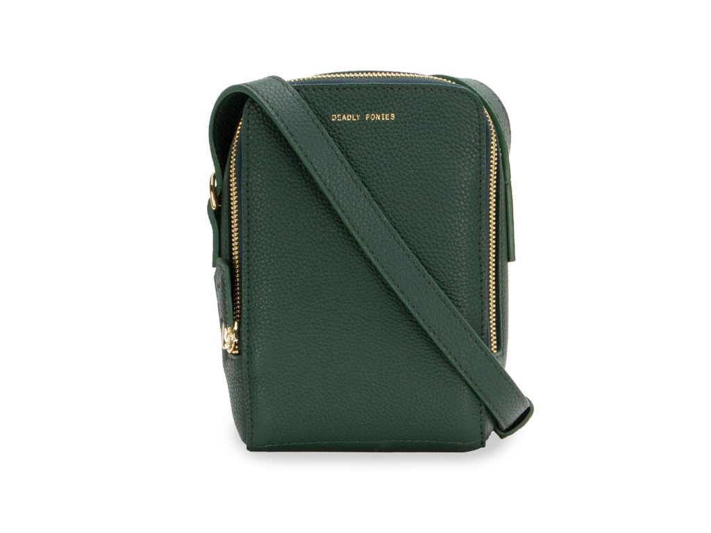 Deadly Ponies onion micro bag in forest green and with a gold zip, $549