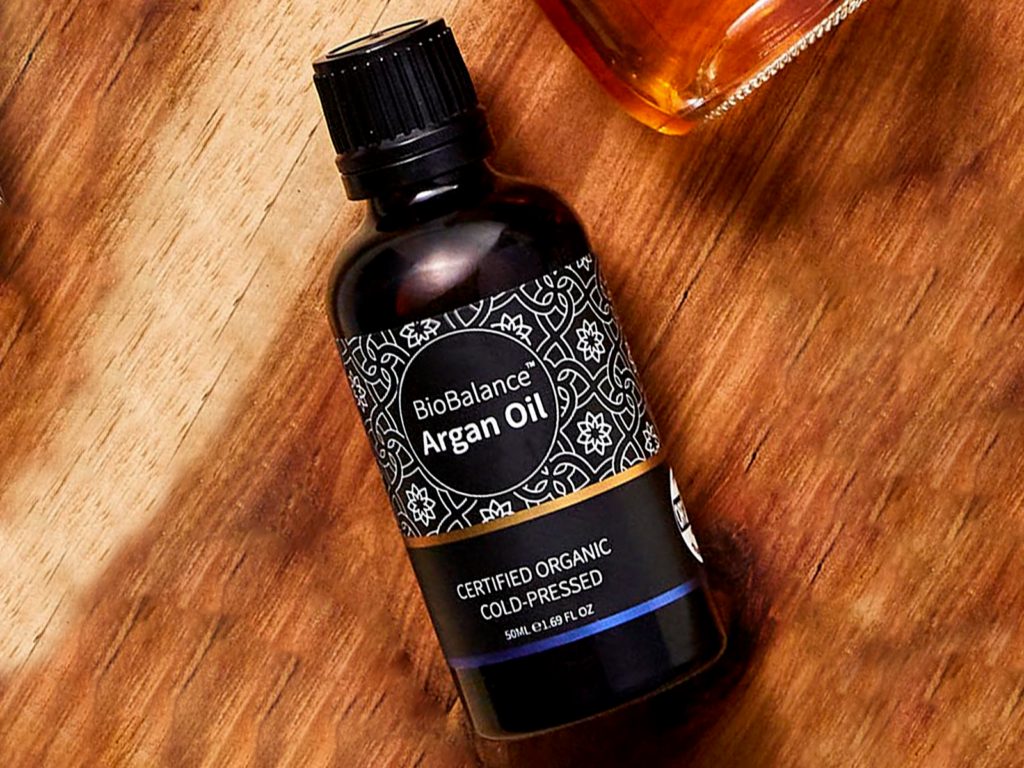 Biobalance Argan Oil on a wood board