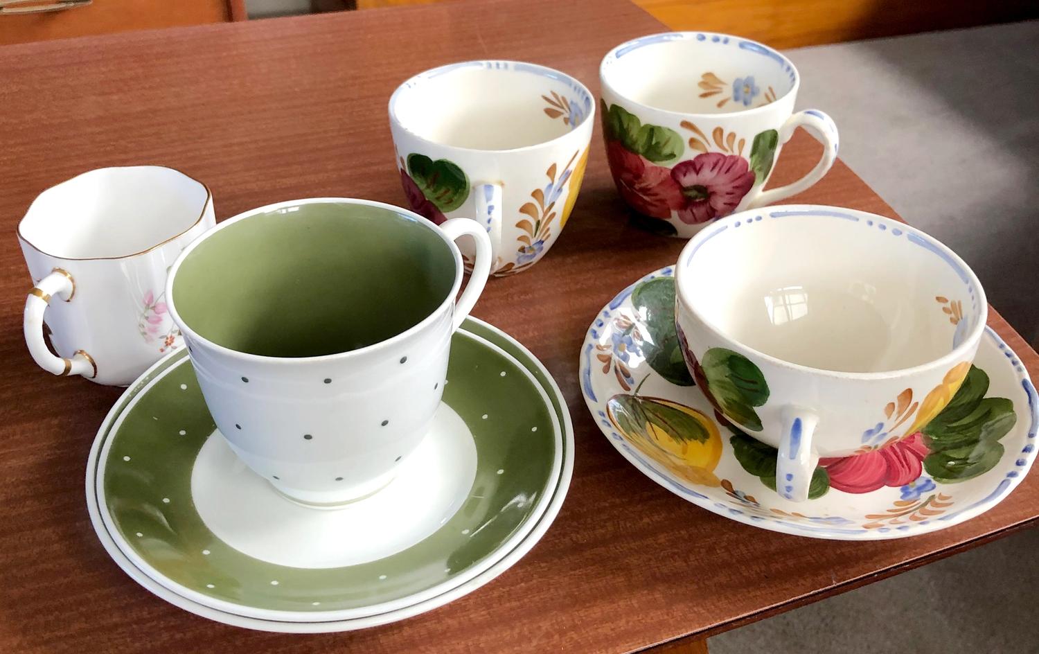 Assorted vintage cups and saucers