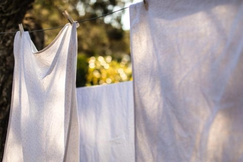 Close up of real life laundry in the afternoon sun