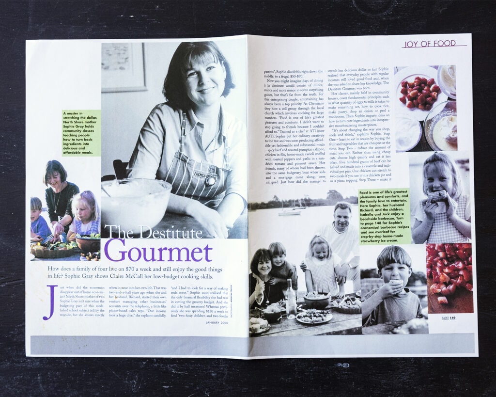 Feature of The Destitute Gourmet in Next Magazine by Sophie Gray
