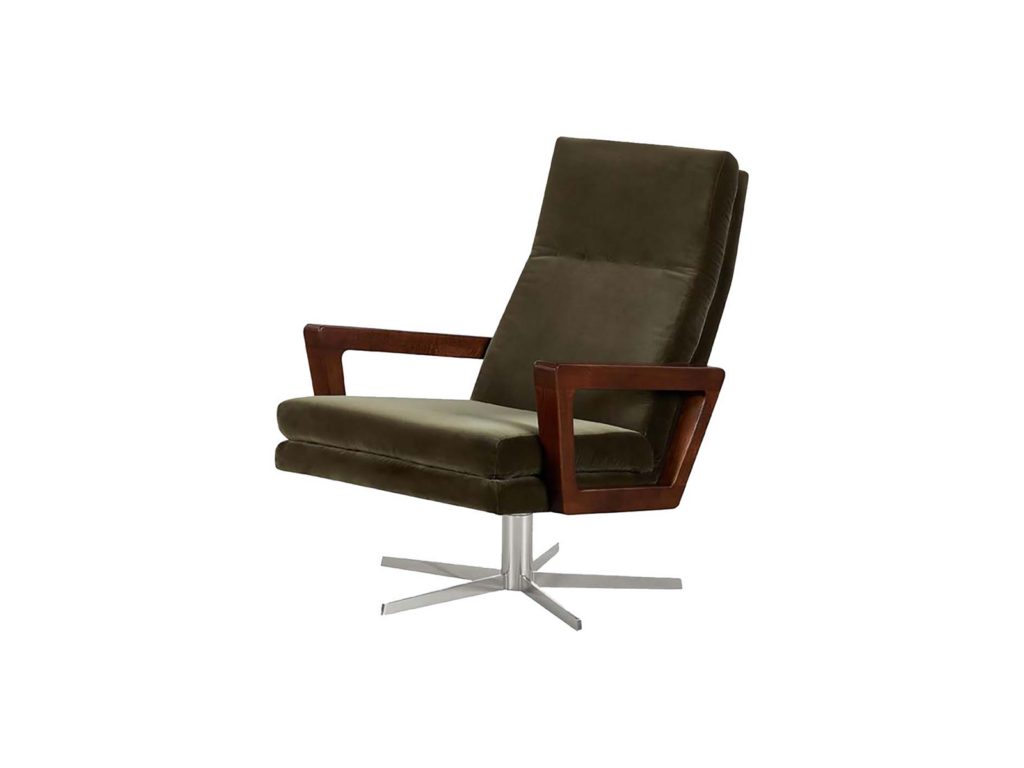 Felix Swivel armchair in cypress cotton velvet, $1995 from Stacks Furniture