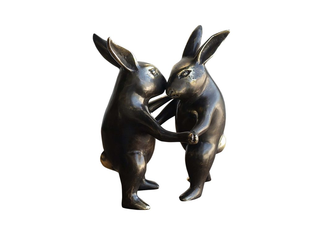 Bronze dancing rabbits, $195 from Folklore