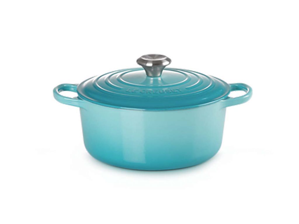 Caribbean blue cast-iron casserole dish, $620 from Le Creuset