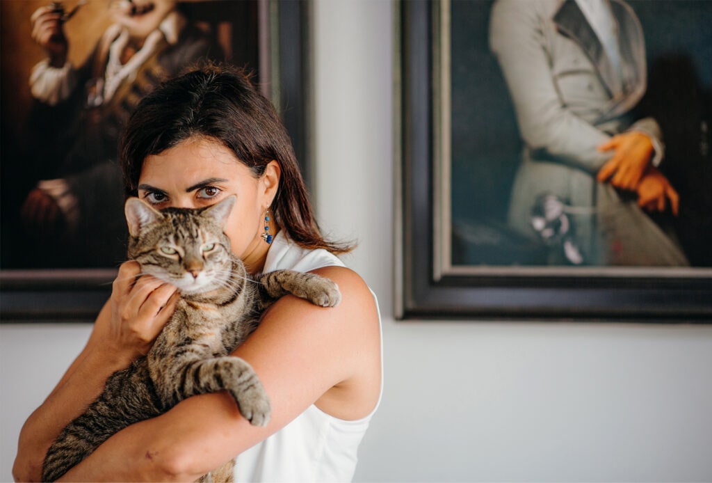 Nadia Sosa with pet cat