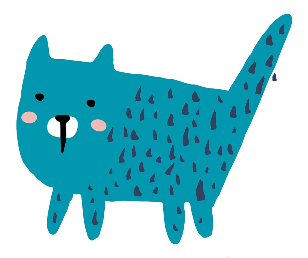 Blue spotted cat illustration