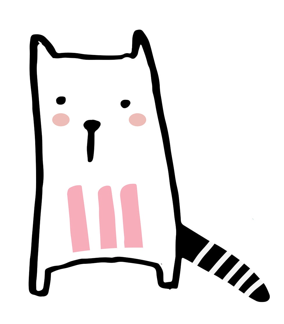 Black and pink cat illustration