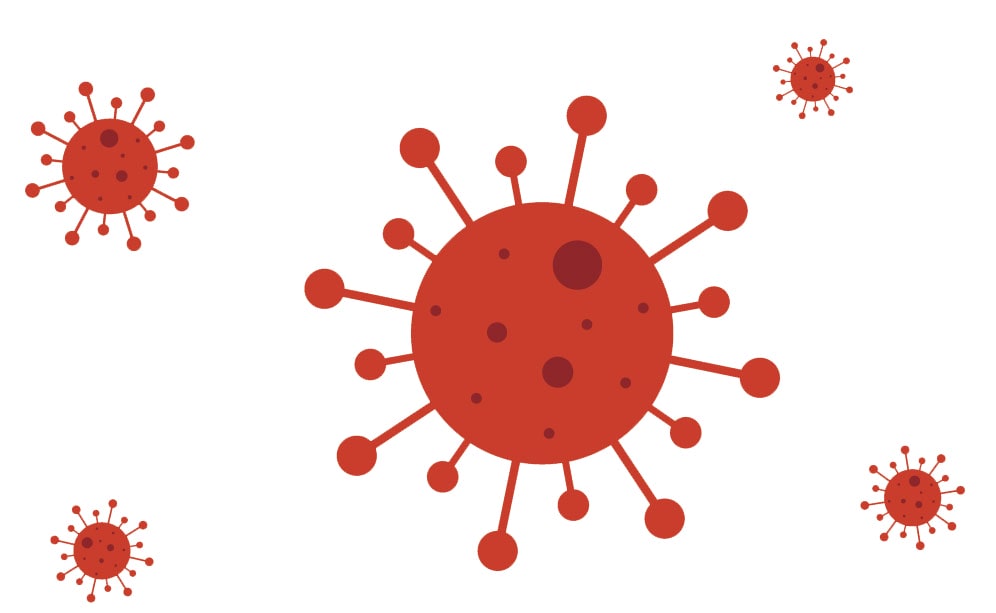 Graphic image of red virus cells