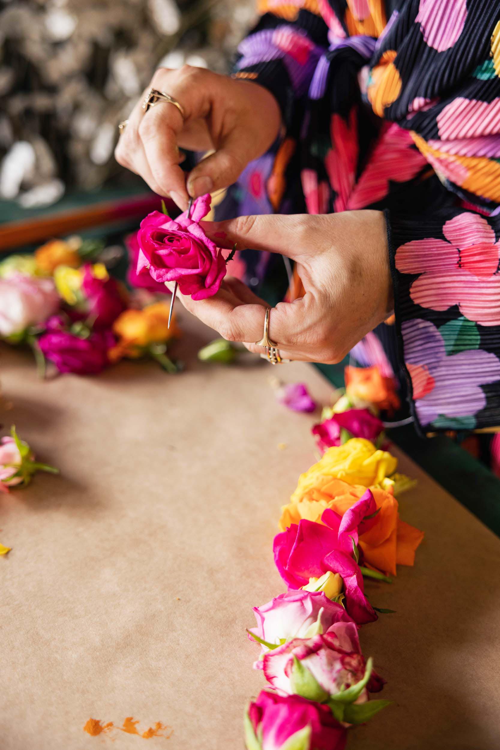 threading roses through the nylon