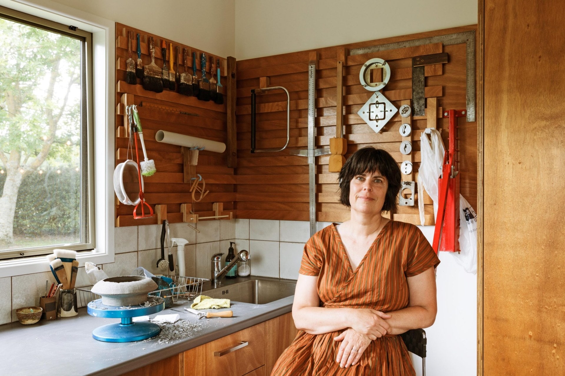 Artist Lynda Wilson in her studio space