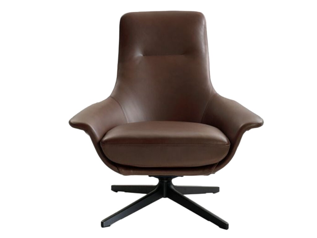 Seymour swivel chair in Nu Touch leather, $3470 from King Living