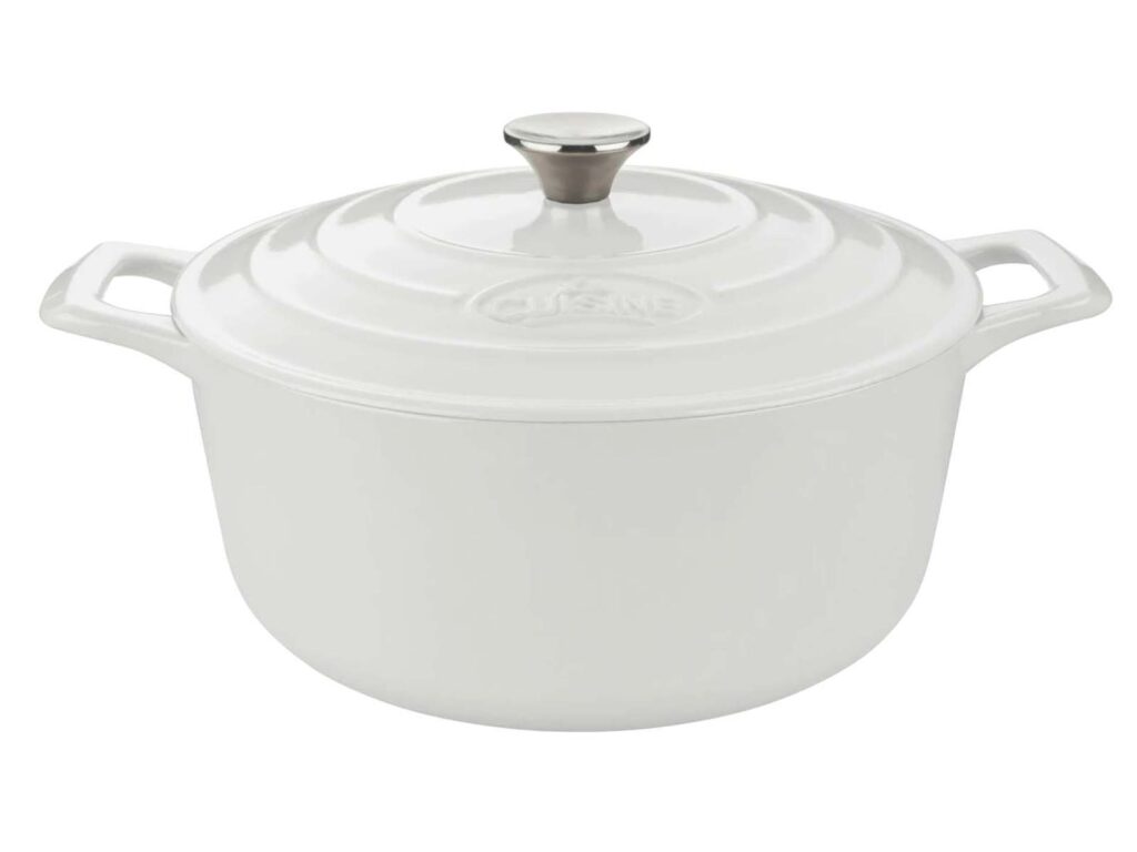 La Cuisine casserole pot in white, $285 from Father Rabbit