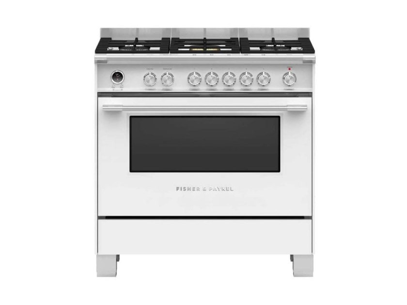 Fisher & Paykel freestanding dual-fuel cooker, $7497 from Heathcotes.