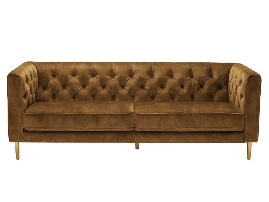  Marcello & Co Cleo sofa in gold, $1999 from Farmers