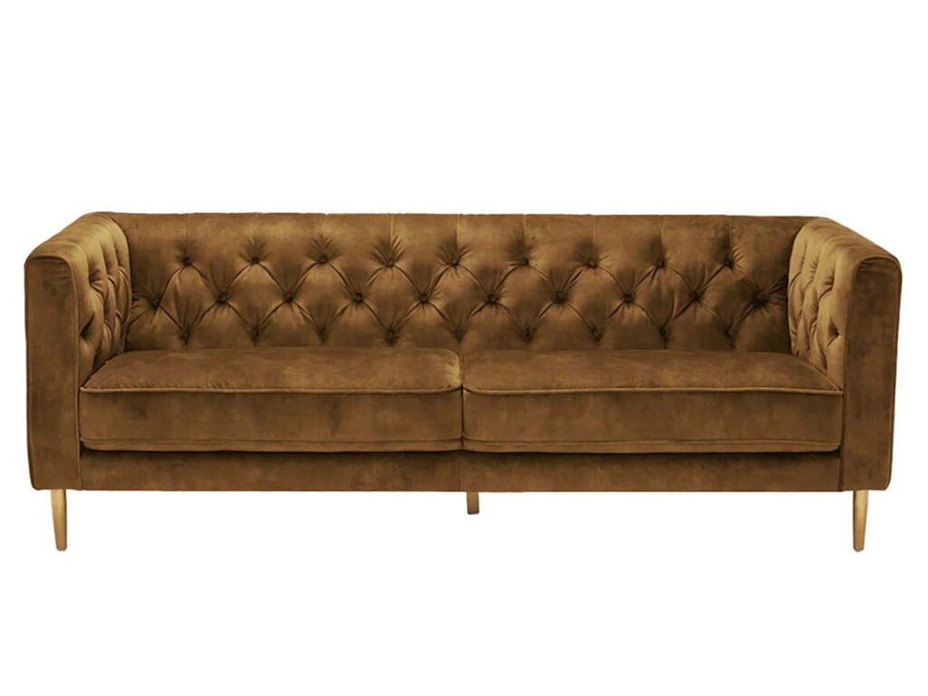 Marcello & Co Cleo sofa in gold, $1999 from Farmers