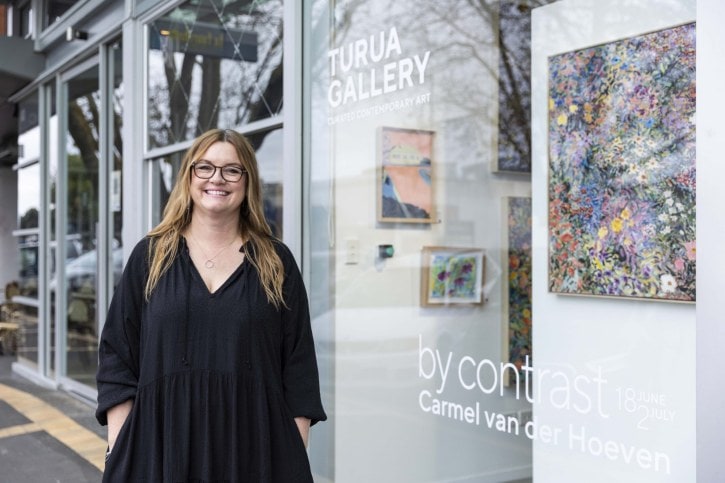 Melissa Wallace standing in front of Turua Gallery