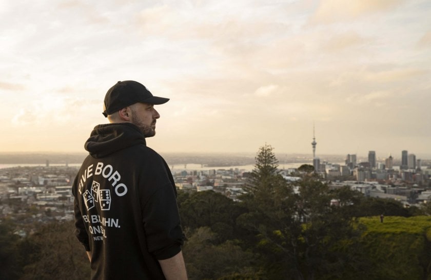 Guy Coombes up Mt Eden at sunset