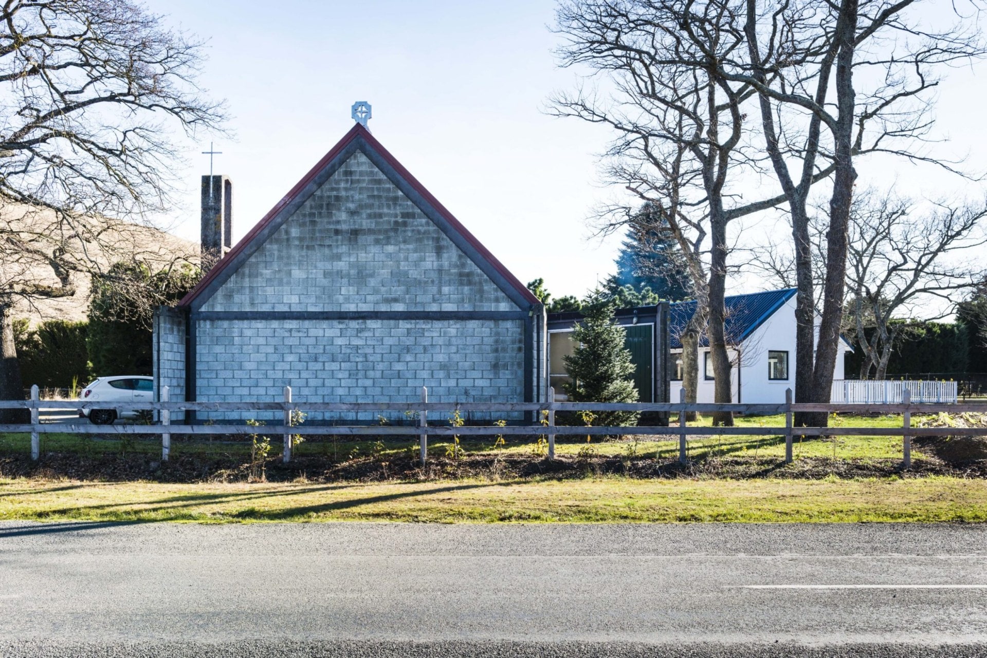 A church facade made from stone bricks