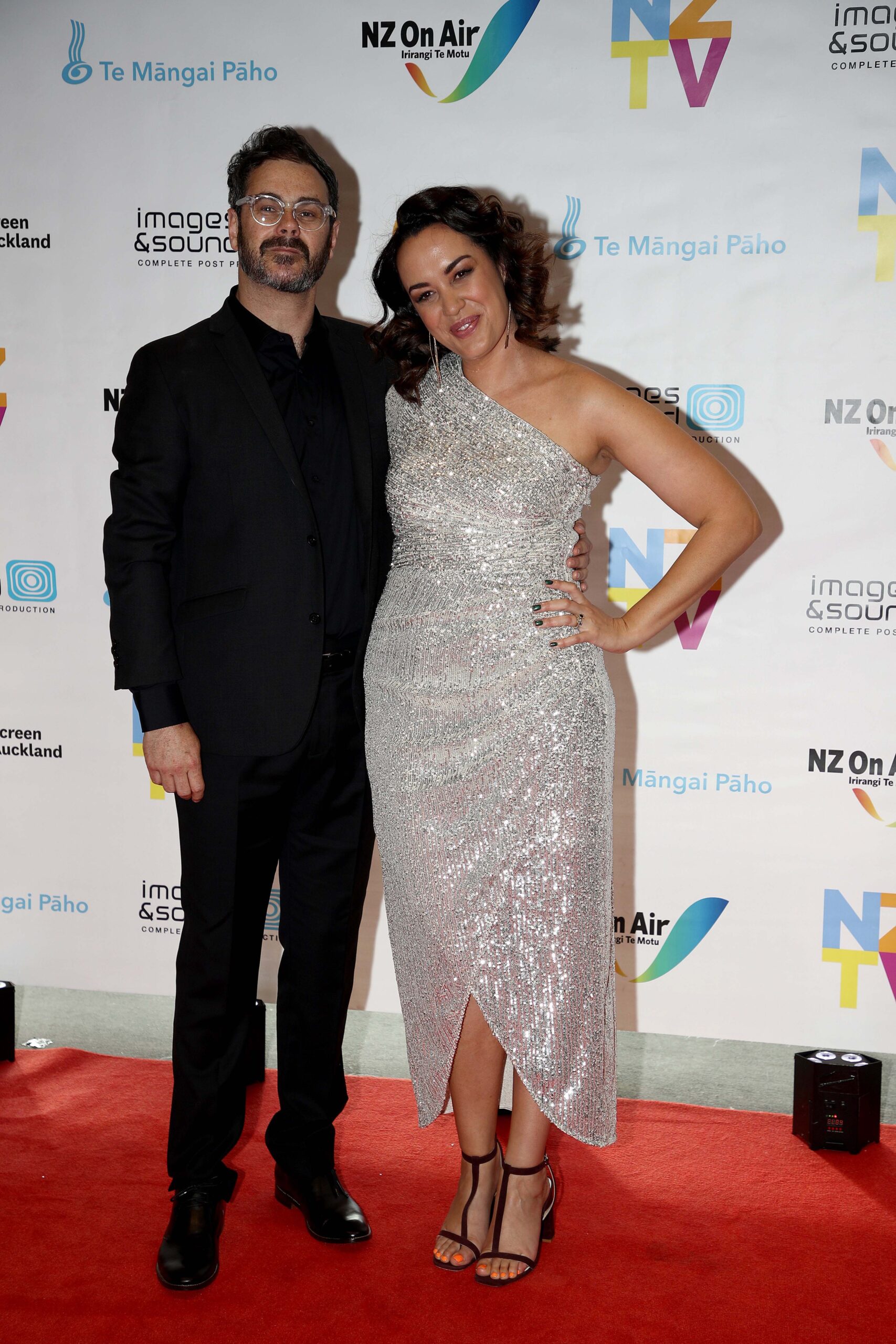 Kanoa at the 2020 NZ Television Awards with husband Mikee.