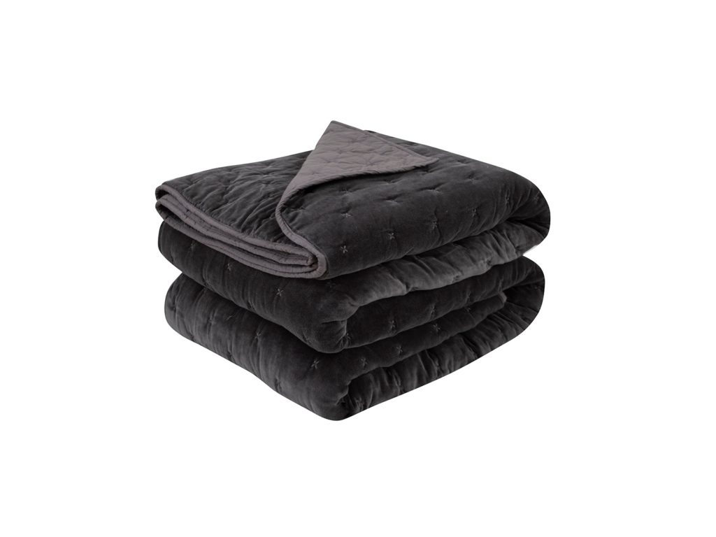 A black velvet folded quilt