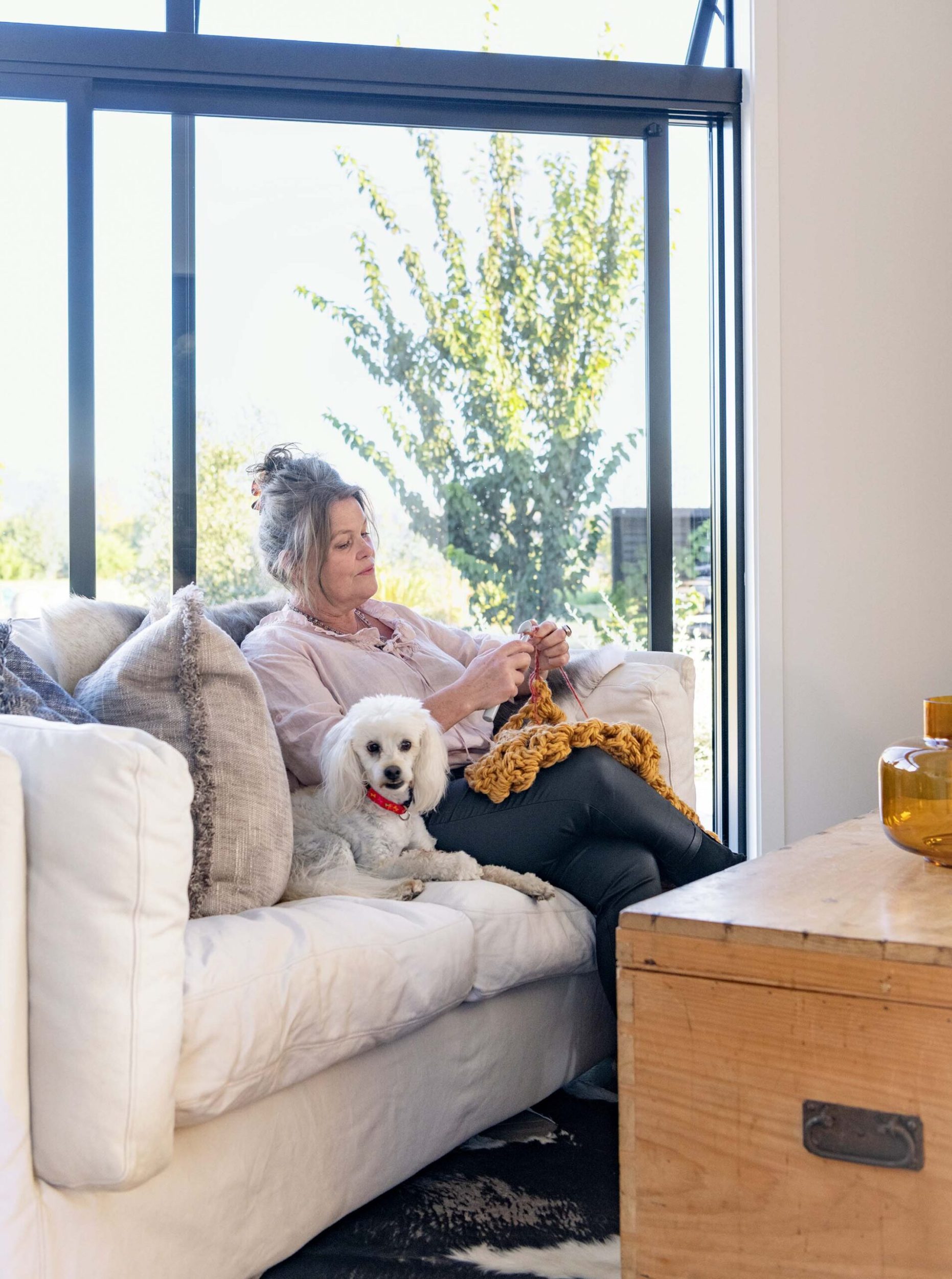 Lizzie Beere with her miniature poodle Lily