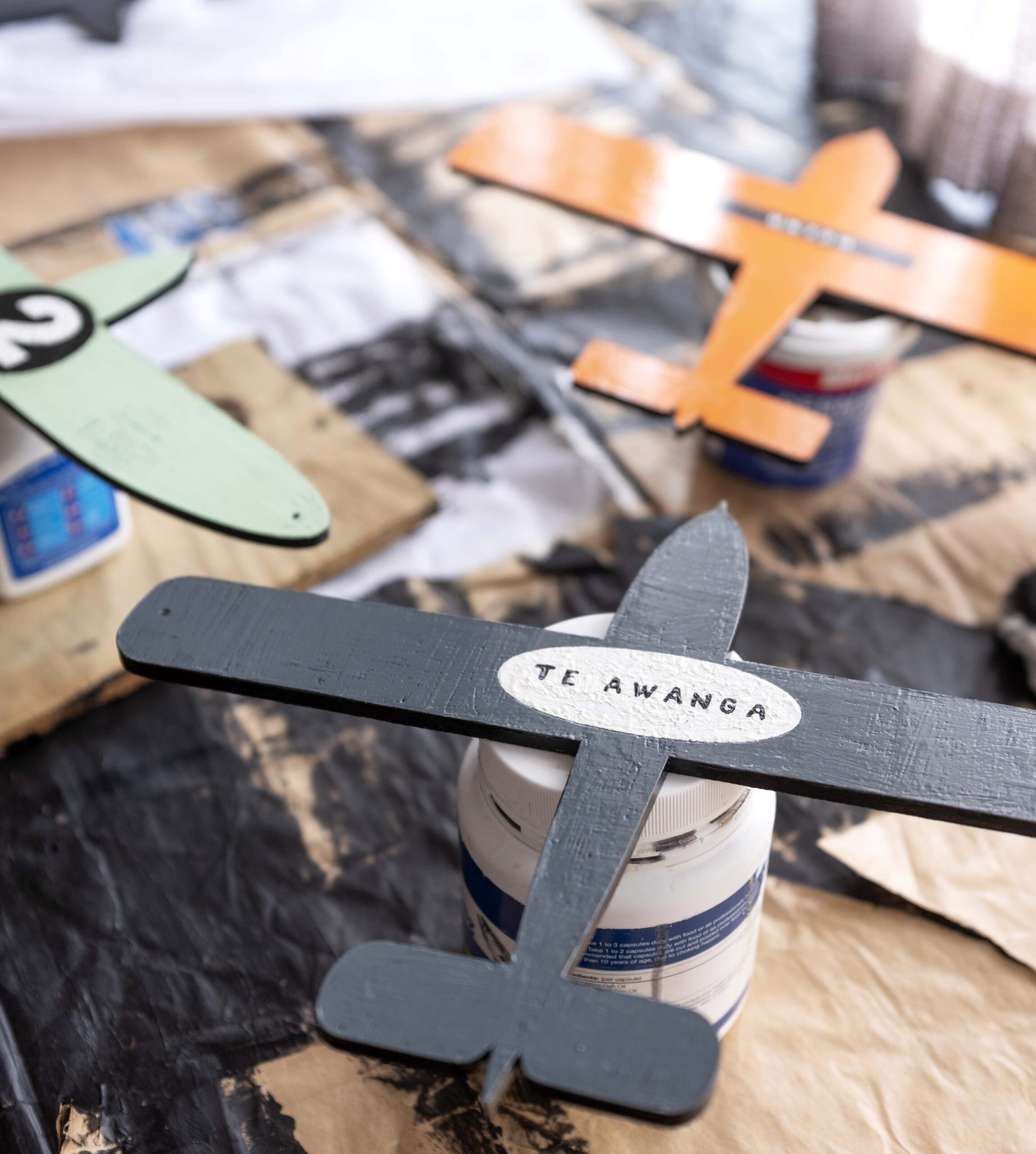 Artist Michele Bryant's wooden planes