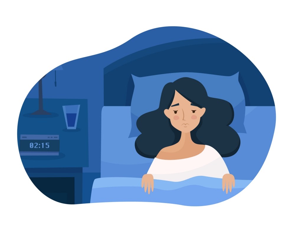 Illustration of woman struggling to sleep