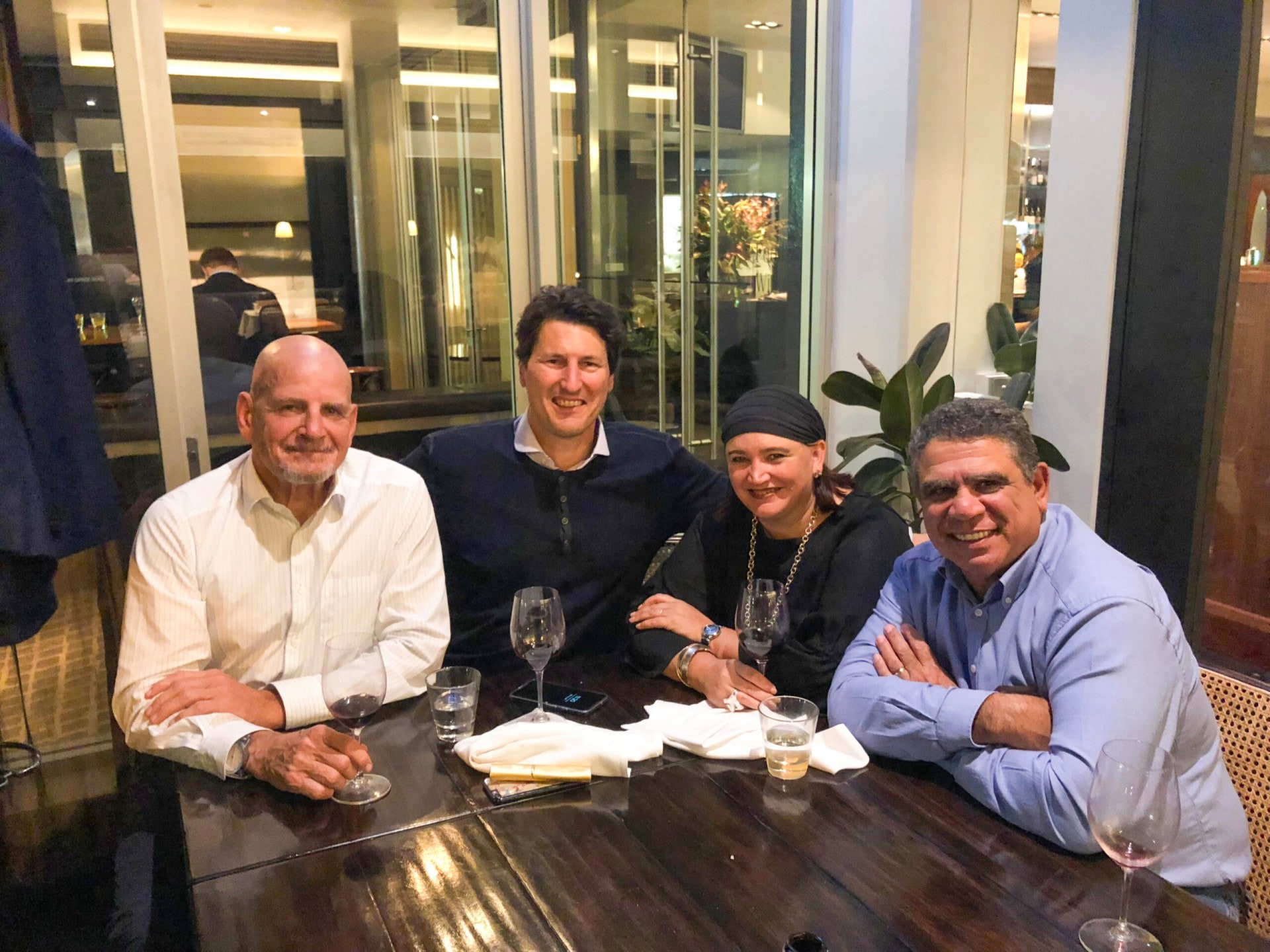 Raelene Castle with former Wallabies captains Tony Shaw, John Eales and Mark Ella.