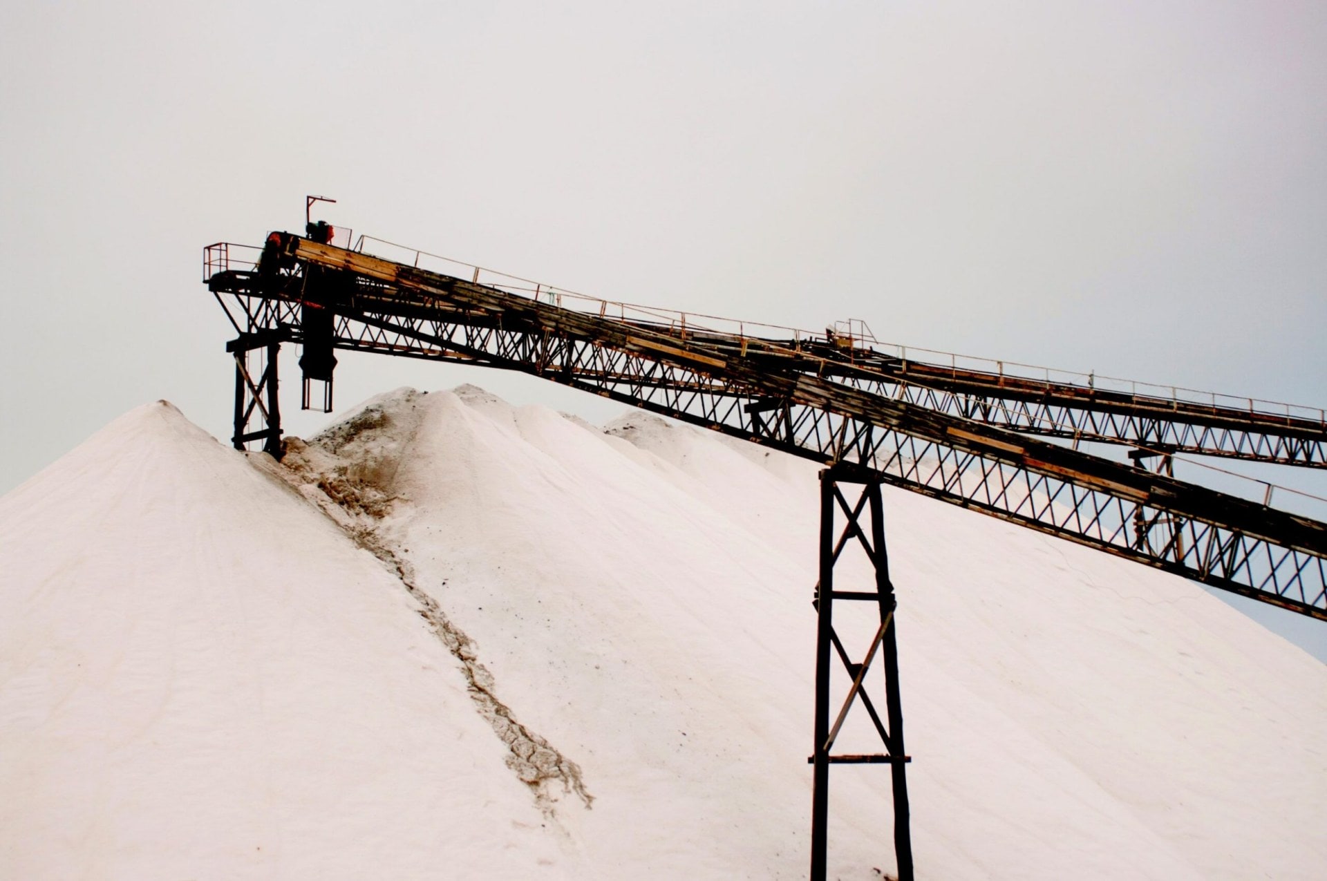 A salt mountain at Lake Grassmere saltworks near Blenheim