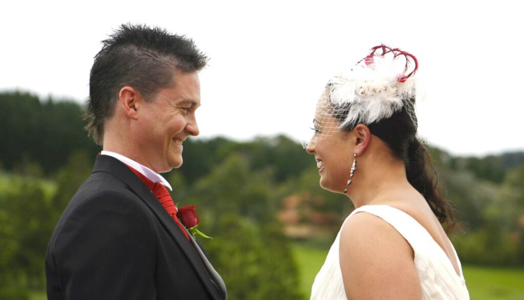 Leah Panapa and Mike Nesbitt on their wedding day
